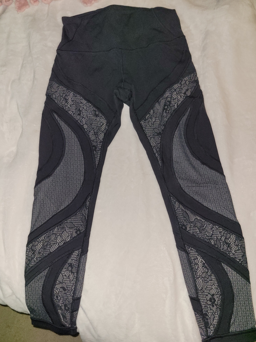 lululemon athletica Black High-Waist Lace-Panel Leggings